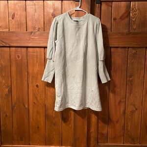 J. Crew Mint Green Blue Bishop Sleeve Dress